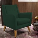 Ver imagem 2 de Poltrona Decorativa com Pés de Madeira Taroba D02 Veludo Verde Musgo B-303 - Lyam Decor