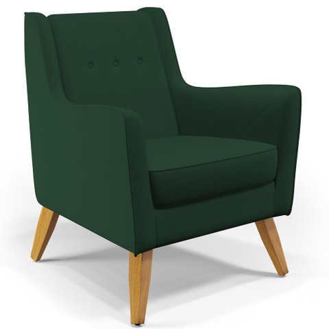 Poltrona Decorativa com Pés de Madeira Taroba D02 Veludo Verde Musgo B-303 - Lyam Decor