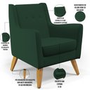 Ver imagem 4 de Poltrona Decorativa com Pés de Madeira Taroba D02 Veludo Verde Musgo B-303 - Lyam Decor