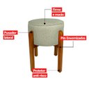 Ver imagem 6 de Puff Banqueta Redondo Zoe Linho Bege Decorativo Base de Madeira - Arkell