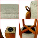 Ver imagem 7 de Puff Banqueta Redondo Zoe Linho Bege Decorativo Base de Madeira - Arkell