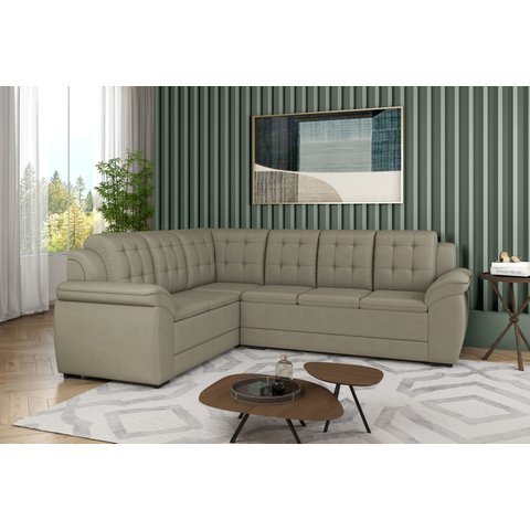 Sofá de Canto 5 Lugares Tecido Veludo Londres 2,04x1,70m Castor