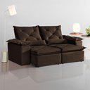 Ver imagem 3 de Sofá Retrátil e Reclinável Atenas 3 Lugares 196cm Marrom Suede Rei de Casa