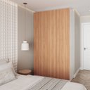 Ver imagem 1 de Guarda Roupa Planejado 3 Portas com Cabideiro Hera CabeCasa MadeiraOriginals Branco/Algodão/Louro/Cinza Cromado