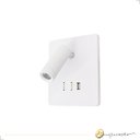 Ver mais imagens de Luminária de Cabeceira Mobby Orientável Branco Led 3000k Luz Quente 8w com Saida Usb
