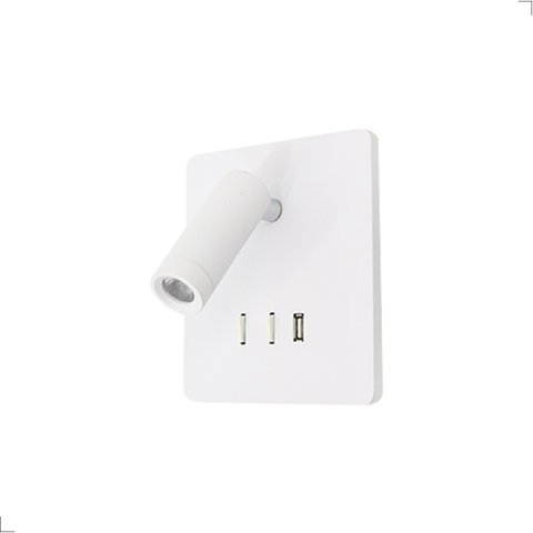 Luminária de Cabeceira Mobby Orientável Branco Led 3000k Luz Quente 8w com Saida Usb
