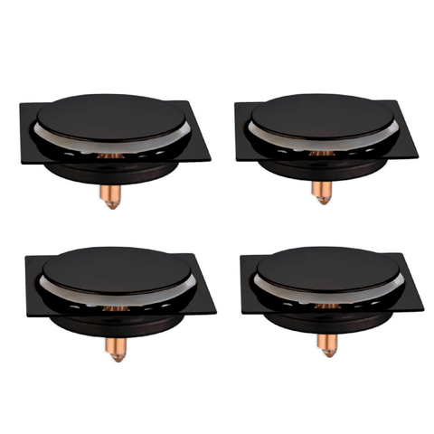 Kit C/4 Ralo Inox para Piso Click 10x10 Cm Preto Fosco