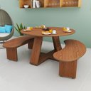Ver imagem 1 de Conjunto de Jantar 90 Cm com 2 Bancos Curvos Compacto e Moderno