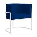 Ver mais imagens de Poltrona Decorativa Luana Base Branca Suede Cores - DS Estofados Poltrona Luana Azul Marinho
