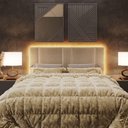 Ver imagem 7 de Cabeceira Estofada Iluminação Led Glow Cama Queen Size 160cm Linho Bege