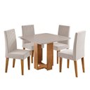 Ver imagem 2 de Conjunto Sala de Jantar 4 Lugares Quadrada Tampo de MDF Sophia Bege/Mel/Blonde