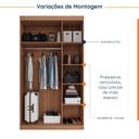 Ver imagem 4 de Guarda Roupa Modulado 3 Portas com Cabideiro Hera CabeCasa MadeiraOriginals Marrom/Louro/Cinza Cromado