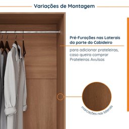 Guarda Roupa Modulado 3 Portas com Cabideiro Hera Cabecasa Madeiramadeira - 8