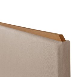 Cabeceira Cama Box King 1,93m Estofada Detalhe em Madeira Java Linho Bege - 4