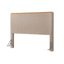 Ver imagem 2 de Cabeceira Cama Box King 1,93m Estofada Detalhe em Madeira Java Linho Bege