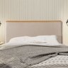 Cabeceira Cama Box King 1,93m Estofada Detalhe em Madeira Java Linho Bege - 1