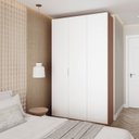Ver imagem 1 de Guarda Roupa Planejado 3 Portas com Cabideiro Hera CabeCasa MadeiraOriginals Marrom/Louro/Algodão/Cinza Cromado