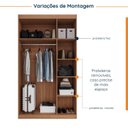 Ver imagem 4 de Guarda Roupa Planejado 3 Portas com Cabideiro Hera CabeCasa MadeiraOriginals Marrom/Louro/Algodão/Cinza Cromado