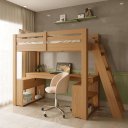 Ver imagem 1 de Cama Alta Beliche Office Star Light com Escada Inclinada Marrom/Freijó