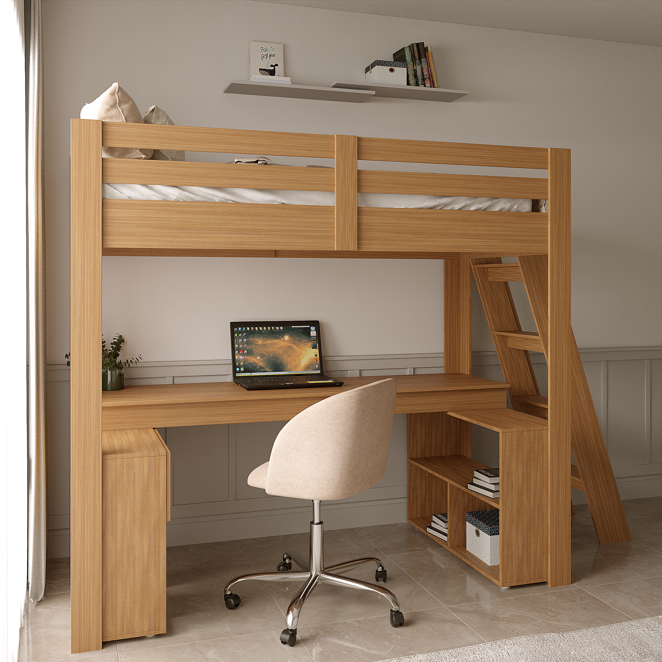 Cama Office Star Light com Escada Inclinada Casatema - 4