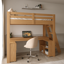 Ver imagem 4 de Cama Alta Beliche Office Star Light com Escada Inclinada Marrom/Freijó