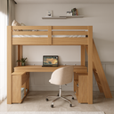 Ver imagem 7 de Cama Alta Beliche Office Star Light com Escada Inclinada Marrom/Freijó