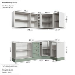 Cozinha Modulada 8 Peças sem Tampo Arizona CabeCasa MadeiraMadeira - 4