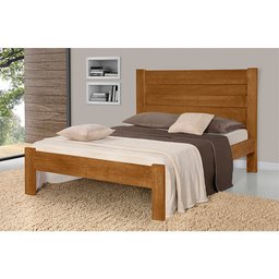 Cama Casal de Madeira Maciça Lara Imbuia - 1