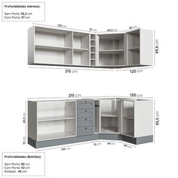 Cozinha Modulada 8 Peças sem Tampo Arizona CabeCasa MadeiraMadeira - 4