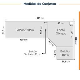 Cozinha Modulada 8 Peças sem Tampo Arizona CabeCasa MadeiraMadeira - 3
