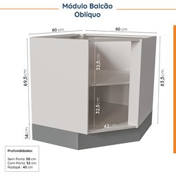 Cozinha Modulada 8 Peças sem Tampo Arizona CabeCasa MadeiraMadeira - 17