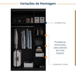 Guarda Roupa Modulado 3 Portas com Cabideiro Hera Cabecasa Madeiramadeira - 4