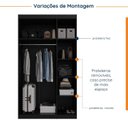 Ver imagem 4 de Guarda Roupa Planejado 3 Portas com Cabideiro Hera CabeCasa MadeiraOriginals Preto/Ônix/Cinza Romado