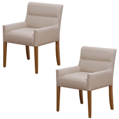 Kit 2 Cadeiras para Mesa de Jantar Angel Base Madeira Corano Bege - Nexta Casa