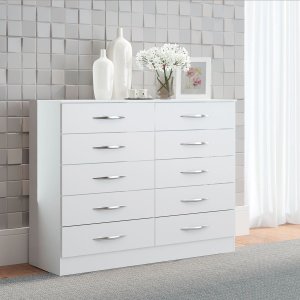 Cômoda Grande com 10 Gavetas para Quarto Casal 117cm Branco