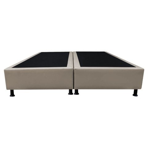 Base Box Casal Bipartido Bege Sintético 138x188