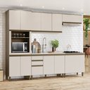 Ver imagem 1 de Cozinha Completa Modulada 5 Peças para Forno Embutir e Cooktop 13 Portas Aurora Espresso Móveis Bege/Duna/Cristal