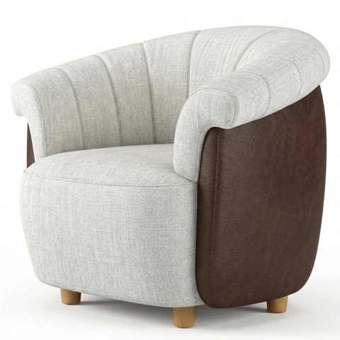 Poltrona Decorativa Alce Pes Madeira Linho e Courino Tcs 701 Tcs 721 Moll
