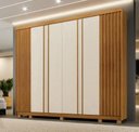 Ver imagem 1 de Guarda Roupa Casal 6 Portas 6 Gavetas com Pés Ripado 273cm Arezzo Cinamomo/Off White - Benetil