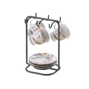 Suporte para Xícaras e Pires de Café em Aço Carbono Caffè Future Onix