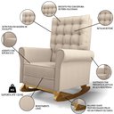 Ver imagem 5 de Poltrona de Amamentação Balanço e Puff Base de Madeira Brenda G05 Linho Creme - Mpozenato
