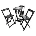 Ver imagem 2 de Kit 5 Conjuntos Bistrô Mesa com 3 Banquetas Dobráveis de Madeira Hei - Preta