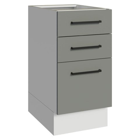 Balcão Agata 3 Gavetas MDP 40cm Branco e Cinza Madesa