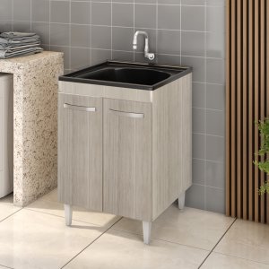 Balcão Gabinete para Lavanderia Tanque com Cuba 0,60x0,60 Vectra Hr Móveis