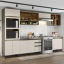 Ver imagem 1 de Cozinha Completa Modulada 6 Peças para 2 Fornos e Cooktop 12 Portas Aurora Espresso Móveis Bege/Duna/Cristal