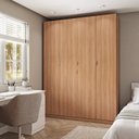 Ver imagem 1 de Guarda Roupa Planejado 4 Portas com Cabideiro Hera CabeCasa MadeiraOriginals Marrom/Louro/Cromado
