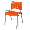 Ver imagem 2 de Cadeira Iso Base Cinza, Igreja, Escola, Escritório - Laranja Kit 1 Peça