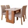 Conjunto de Mesa de Jantar Tampo de Vidro Off White Valentina 1,30 com e 4 Cadeiras Juliana - 1