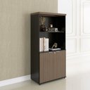 Ver imagem 1 de Armário Misto para Escritório 2 Portas com Prateleiras Linha PE40 Branco/Preto/Walnut