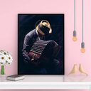 Ver imagem 2 de Quadro Homem Tocando Acordeon 45x34cm - com vidro:Madeira preta
